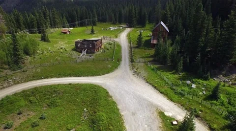 Aerial view of a ghost town high in mountains of Germany. Stock Footage 53964209