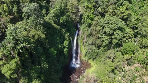 Aerial view of Git Git waterfall captured by drone in Bali, Indonesia Stock Footage 282682630