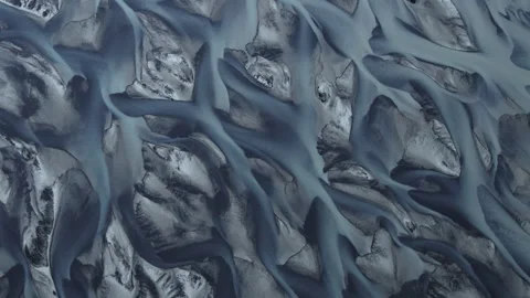 Aerial view of glacial river braids in Iceland Stock-Footage 333204587