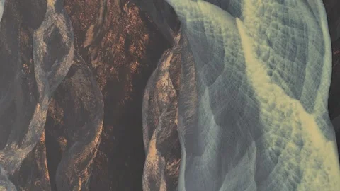 Aerial view of glacial river patterns, Iceland. Stock Footage 337336822