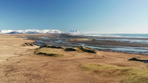 Aerial view of a glacial river system in the south of Iceland. 스톡 동영상 115110825