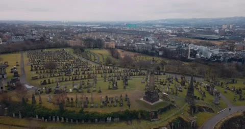 Aerial view of Glasgow Necropolis in Scotland 23 Stock Footage 181109953
