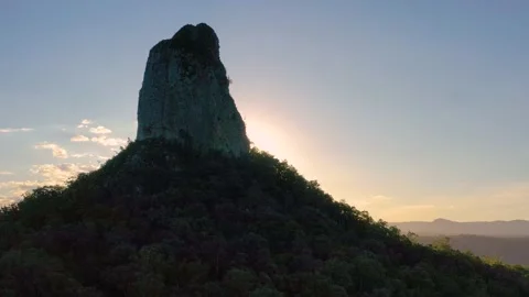 Aerial view of the Glasshouse Mountains, Sunshine Coast, Queensland, Australia. Video stock 155445053