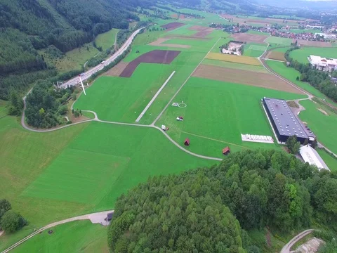 Aerial view, glider in the sky Видео 74187494