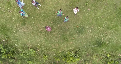 Aerial View going down - African Children Stock Footage 110843247