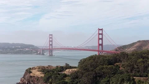 Aerial View of Golden Gate Bridge at Sunrise – Iconic San Francisco Landmark Stock Footage 340861046