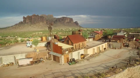 Aerial View of Goldfield ghost town Stock Footage 59583464