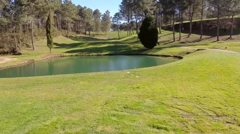 Aerial view of a golf camp. Stock Footage 63033060
