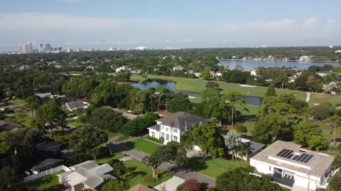 Aerial View of Golf Course and Downtown St. Peterburg, Florida Stock Footage 220037892