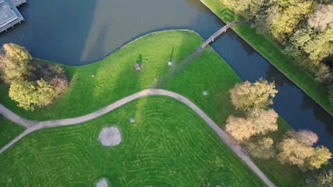 Aerial View of Golf Course and Forest in Autumn Stock Footage 321638581