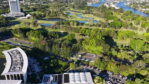 Aerial View of Golf Course and Resort Near River in Australia 動画素材 339753226