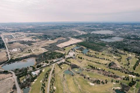 Aerial view of golf course and surrounding landscape near Toronto Ontario Canada Stock Photos
