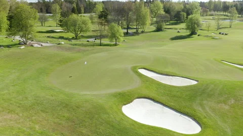 Aerial view of golf course, backward movement Stock Footage 133270487