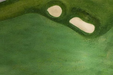 Aerial View of Golf Course Bunkers and Fairway Stock Photos