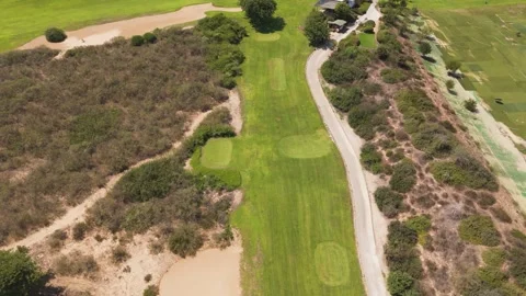 Aerial view of the golf course at Caesarea, Israel. Stock Footage 316142721