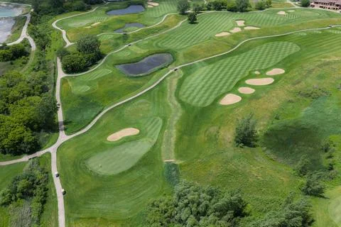 Aerial View of Golf Course in Elgin, Illinois Stock Photos