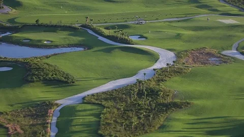 Aerial view Golf course Florida Everglades National Park Stock Footage 80169974