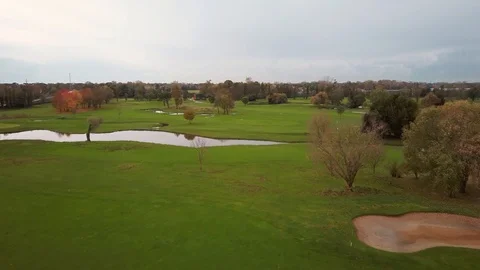 Aerial view of a golf course Stock Footage 120126246