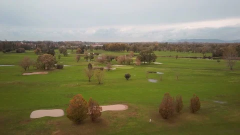 Aerial view of a golf course Stock Footage 120130517