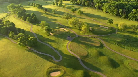 Aerial view of Golf course. Видео 132487741