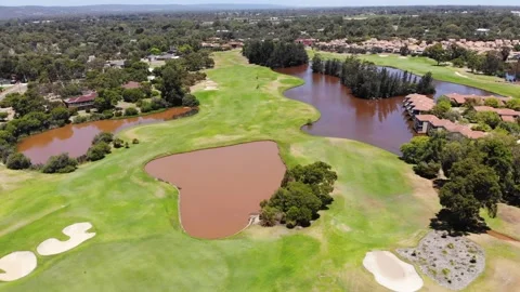 Aerial View of Golf Course Stock Footage 138337696