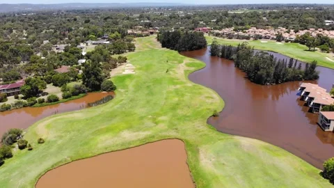 Aerial View of Golf Course Stock Footage 138337820