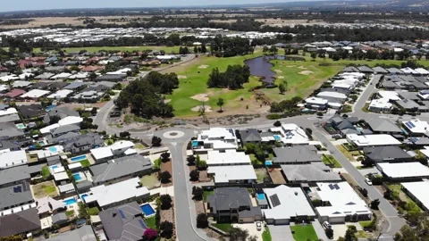 Aerial View of Golf Course Stock Footage 138416575