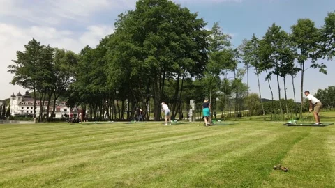 Aerial view of the Golf course Stock Footage 142897546