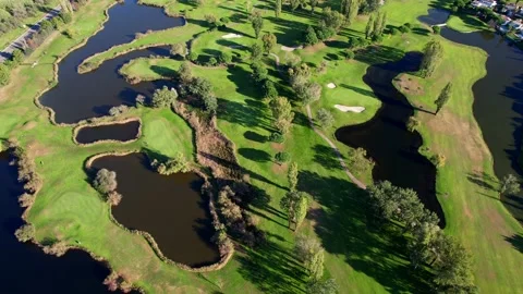 Aerial view of the golf course of la grande motte Stock Footage 221775329