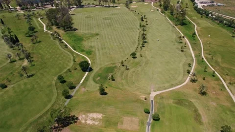 Aerial View Of Golf Course In Marbella, Spain. Ascending Shot, Tilt Down 스톡 동영상 233162243