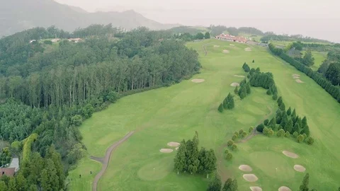 Aerial View of the Golf Course in Mountains Stock Footage 72193254