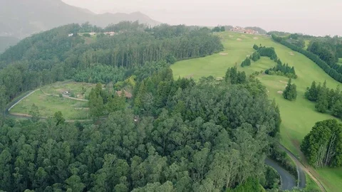 Aerial View of the Golf Course in Mountains Stock Footage 72193276