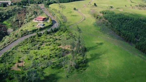 Aerial View of the Golf Course in Mountains Stock Footage 72193791