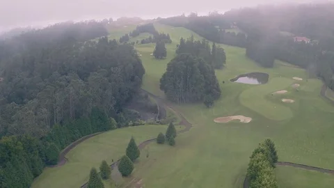 Aerial View of the Golf Course in Mountains Stock Footage 72306431