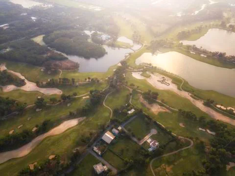 Aerial view of golf course Stock Photos