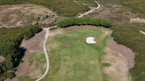 Aerial view of a golf course with sand t... Stock Video Pond5