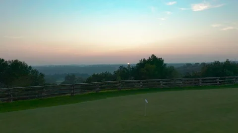 Aerial view. Golf Course at Sunset. Stock Footage 122513788