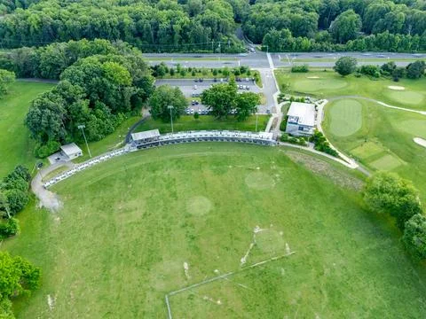 Aerial View of a Golf Driving Range and Practice Facility Stock Photos
