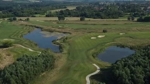 Aerial view of a golf field Stock Footage 96013386