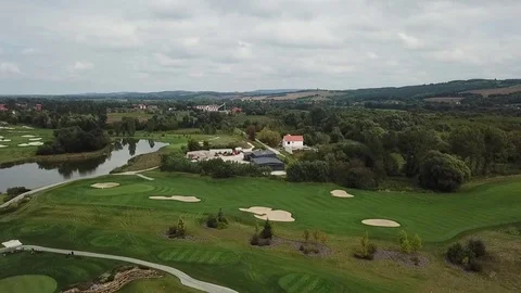 Aerial view of a golf field Stock Footage 115992177