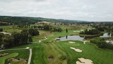Aerial view of a golf field Stock Footage 115992250