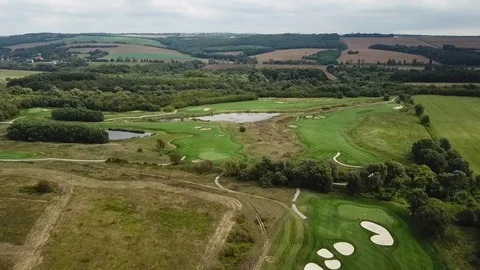 Aerial view of a golf field 動画素材 115992300