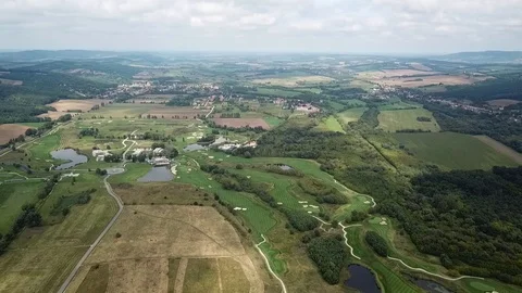 Aerial view of a golf field Stock Footage 115992323