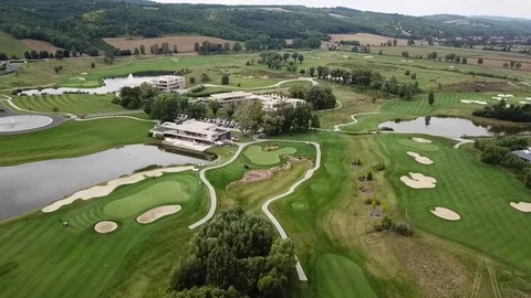 Aerial view of a golf field Stock Footage 115992696