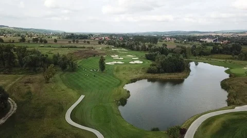 Aerial view of a golf field Stock Footage 115992947
