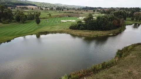 Aerial view of a golf field Stock Footage 115993042