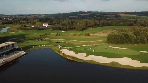 Aerial view of a golf field Stock Footage 115993228