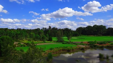 Aerial View of Golfers in Action Stock Footage 295140765