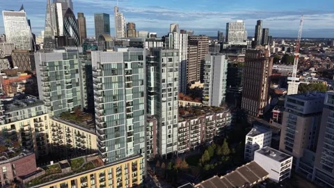 Aerial view of Goodmans Fields, Berkeley Homes, Aldgate, London 스톡 동영상 347400648