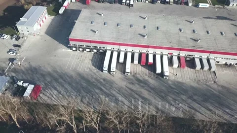 Aerial view of goods warehouse. Stock Footage 143563535